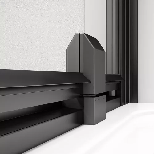 Zuhanyajtó, Sapho Polysan Easy Line Black nyílóajtó fix rész,matt fekete,brick üveg,90 cm EL1638B