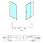 Zuhanyajtó, Sapho Polysan Easy Line Black nyílóajtó fix rész,matt fekete,102 cm EL1715B