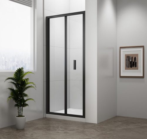 Zuhanyajtó, Sapho Polysan Easy Line Black harmónikaajtó, 80 cm, matt fekete EL1980B