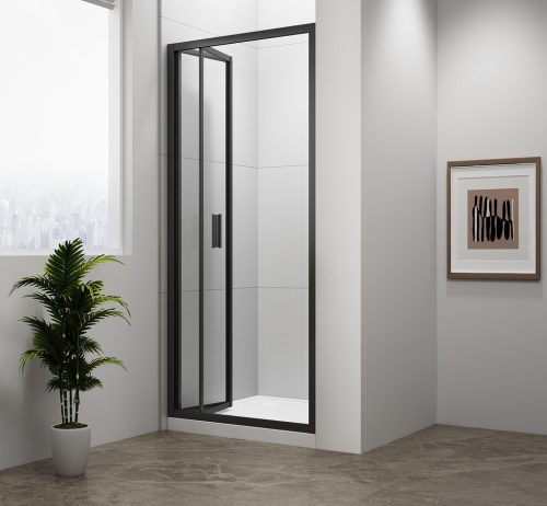 Zuhanyajtó, Sapho Polysan Easy Line Black harmónikaajtó, 80 cm, matt fekete EL1980B