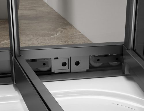 Zuhanyajtó, Sapho Polysan Easy Line Black harmónikaajtó, 80 cm, matt fekete EL1980B