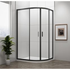  Zuhanykabin, Sapho Polysan Easy Line black íves, matt fekete, 90x90 EL2615B