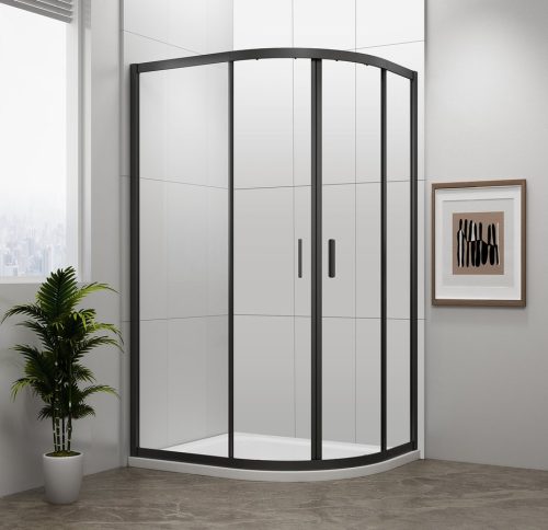 Zuhanykabin, Sapho Polysan Easy Line black íves, matt fekete, 90x90 EL2615B