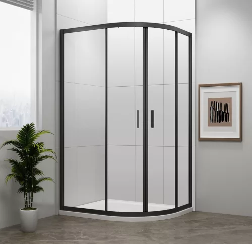 Zuhanykabin, Sapho Polysan Easy Line black íves, matt fekete, 90x90 EL2615B