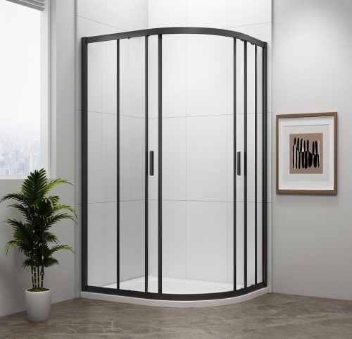 Zuhanykabin, Sapho Polysan Easy Line black íves, matt fekete, 120x90 EL2715B