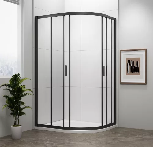 Zuhanykabin, Sapho Polysan Easy Line black íves, matt fekete, 90x80 EL2815B