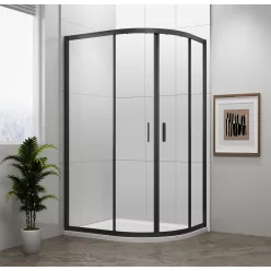   Zuhanykabin, Sapho Polysan Easy Line black íves, matt fekete, 100x80 EL2915B