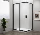 Zuhanykabin, Sapho Polysan Easy Line black szögletes zuhanykabin, matt fekete 90x80 EL5315B