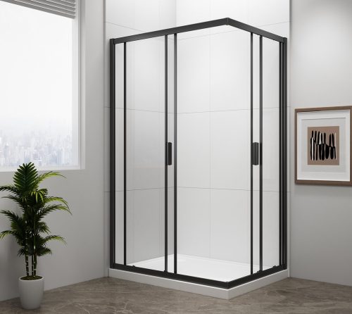 Zuhanykabin, Sapho Polysan Easy Line black szögletes zuhanykabin, matt fekete 90x80 EL5315B