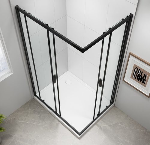 Zuhanykabin, Sapho Polysan Easy Line black szögletes zuhanykabin, matt fekete 90x80 EL5315B