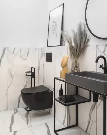Öblítőtartály, Deante Peonia falsík alatti+wc+wc ülőke+nyomólap, fekete CDENNZPW
