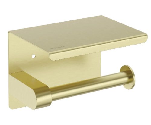 Wc papír tartó, Deante Round wc papír tartó fali, polccal, szálcsiszolt arany ADR_R221