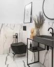 WC, Deante Peonia fali Wc csésze, perem nélküli, fekete CDE_NZPW