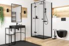 WC, Deante Peonia fali Wc csésze, perem nélküli, fekete CDE_NZPW