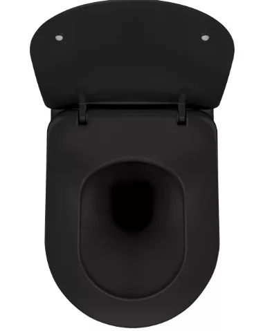 WC, Deante Peonia fali Wc csésze, perem nélküli, wc tetővel, fekete CDEDNZPW