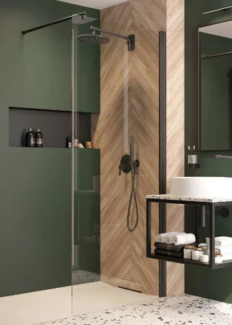 Walk-in, Deante Kerria Plus zuhanyfal 80 cm, fekete KTS_N38P