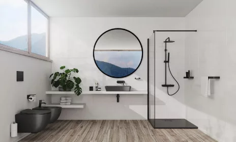 Walk-in, Deante Kerria Plus zuhanyfal 90 cm, fekete KTS_N39P