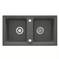   Mosogatótálca, Deante Zorba gránit mosogató, 2 medencés, antracit metál ZQZ_T203