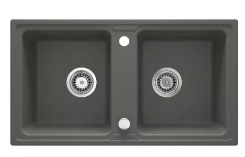 Mosogatótálca, Deante Zorba gránit mosogató, 2 medencés, antracit metál ZQZ_T203