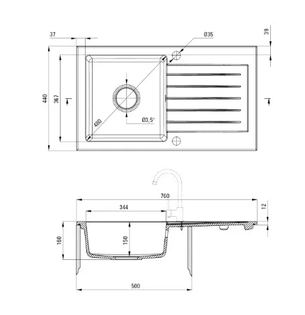 Mosogatótálca, Deante Zorba gránit mosogató 1 medencés csepegtetővel, metálszürke ZQZ_S113