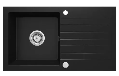 Mosogatótálca, Deante Zorba gránit mosogató 1 medencés csepegtetővel, fekete ZQZ_N113