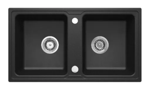 Mosogatótálca, Deante Zorba gránit mosogató 2 medencés,grafit metál ZQZ_G203