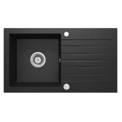   Mosogatótálca, Deante Zorba gránit mosogató 1 medencés csepegtetővel, grafit metál ZQZ_G113