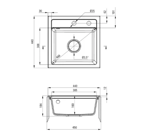 Mosogatótálca, Deante Zorba gránit mosogató 1 medencés, grafit metál ZQZ_G103