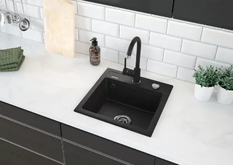 Mosogatótálca, Deante Zorba gránit mosogató 1 medencés, grafit metál ZQZ_G103