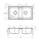 Mosogatótálca, Deante Zorba gránit mosogató 2 medencés, alabástrom ZQZ_A203