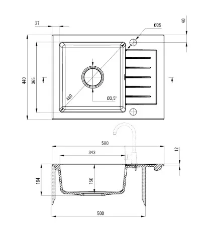 Mosogatótálca, Deante Zorba gránit mosogató 1 medencés csepegtetővel, alabástrom ZQZ_A11A
