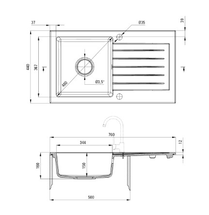 Mosogatótálca, Deante Zorba gránit mosogató 1 medencés csepegtetővel, homok ZQZ_7113