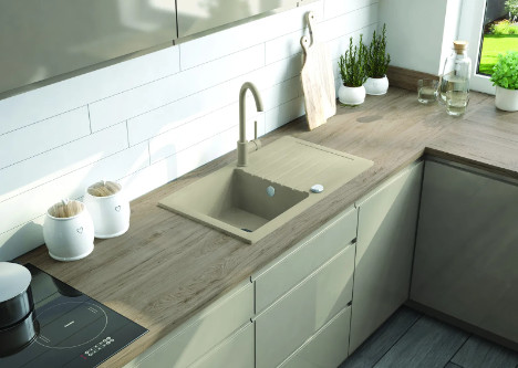 Mosogatótálca, Deante Zorba gránit mosogató 1 medencés csepegtetővel, homok ZQZ_7113