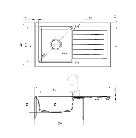 Mosogatótálca, Deante Zorba gránit mosogató 1 medencés csepegtetővel, bézs ZQZ_5113