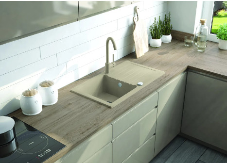 Mosogatótálca, Deante Zorba gránit mosogató 1 medencés csepegtetővel, bézs ZQZ_5113