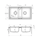 Mosogatótálca, Deante Zorba gránit mosogató 2 medencés, grafit ZQZ_2203