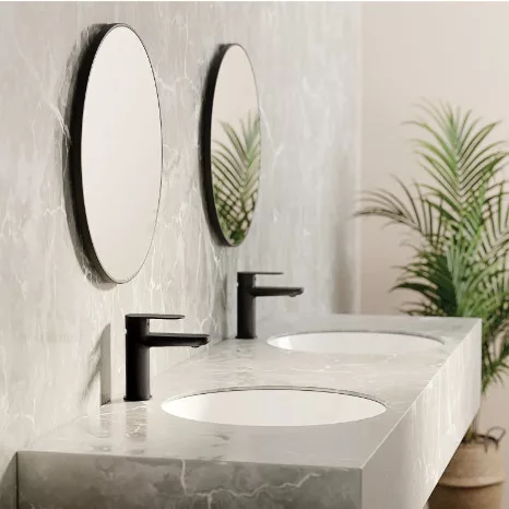 Tükör, Deante Round kerek fali tükör keretben, 60 cm, fekete ADR_N831