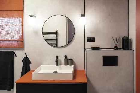 Tükör, Deante Round kerek fali tükör keretben, 60 cm, fekete ADR_N831