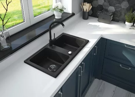 Mosogatótálca, Deante Zorba gránit 2 medencés mosogató, metálszürke ZQZ_S203