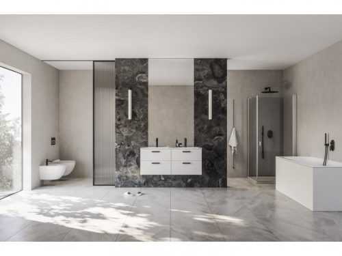 Alsó szekrény, Ravak Chrome II SD 120 fehér, fekete fogantyúval 152 mm X000001747