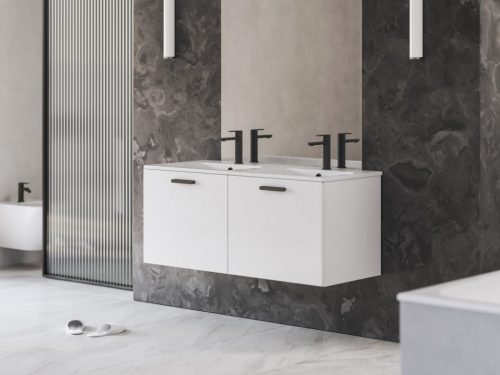 Alsó szekrény, Ravak Chrome II SD 120 fehér, fekete fogantyúval 152 mm X000001747