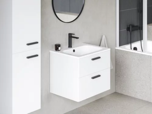 Alsó szekrény, Ravak Chrome SD II 60 fehér, fekete fogantyúval 152 mm X000001744
