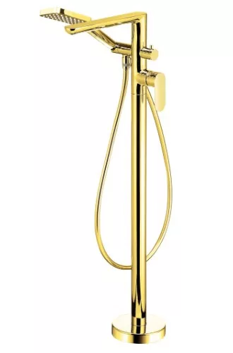Kádtöltő csaptelep, Deante Alpinia szabadonálló csaptelep, zuhanyszettel, arany BGA_Z17M