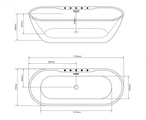 Kád, Sanotechnik Aruba szabadonálló kád 170x75 G9041