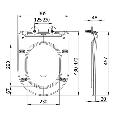WC tető, Sapho Paco slim soft close wc ülőke, fekete PCS1012B
