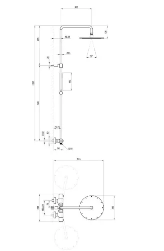 Zuhanyszett, Ravak Espirit termosztátos zuhanyoszlop szettel ES 091.10WV, White Velvet X070495