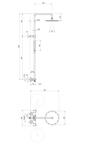 Zuhanyszett,Ravak Espirit termosztátos zuhanyoszlop szettel ES 091.20GB, Graphite Brushed X070497