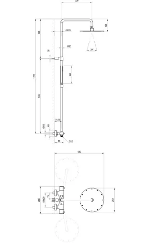 Zuhanyszett,Ravak Espirit termosztátos zuhanyoszlop+szett ES 091.60RGB,Rose Gold Brushed X070498