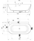 Kád,Ravak Vana Freedom Corner II Tec 175x86 bal,fehér, fekete túlfolyóval CC91B00000