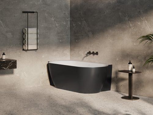 Kád,Ravak Vana Freedom Corner II Tec 175x86 bal, fekete/fehér, fekete túlfolyóval CC91700000